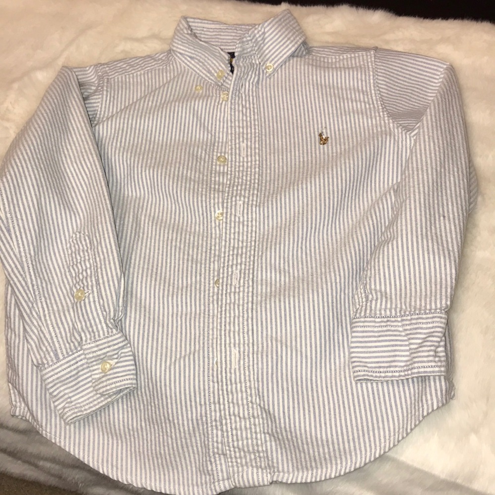 Boys light blue striped Polo button down shirt
